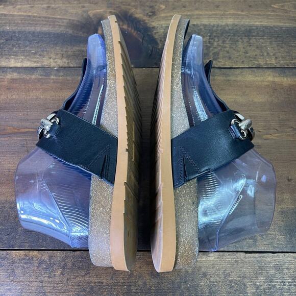 Franco Sarto Brielle Wedge Sandal Black Leather T Strap Cork Women’s 8.5 Summer - Picture 7 of 12